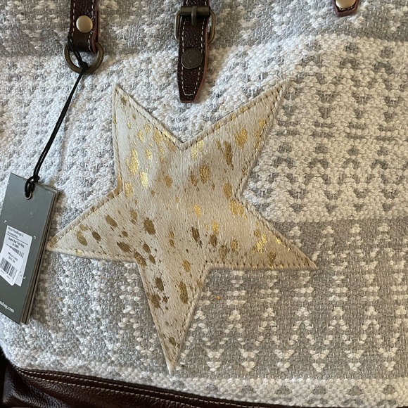 Myra Leather and Fabric Superstar Tote Bag NWT 16 X 16 - Picture 5 of 15